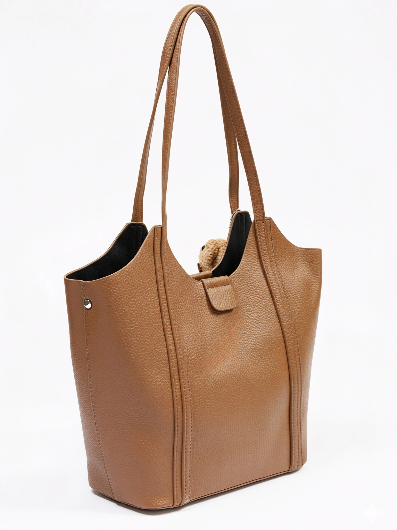 Сумка-тоут с плоскими ручками с брелком-медвежонок в ассортименте